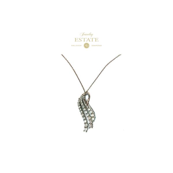 Estate 14K White Gold 33-Stone Diamond Wave Pendant 18