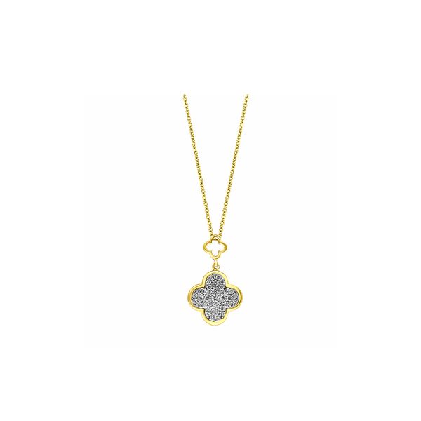14K Yellow Gold Diamond 0.39ctw Clover Pendant 16