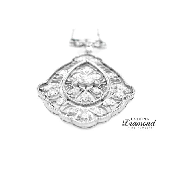 Estate Platinum Filigree Antique Edwardian Necklace with Diamonds Image 3 Raleigh Diamond Fine Jewelry Raleigh, NC