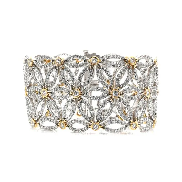 14K 2-Tone Yellow/White Gold  20.85ctw Wide Bangle Diamond Bracelet Raleigh Diamond Fine Jewelry Raleigh, NC