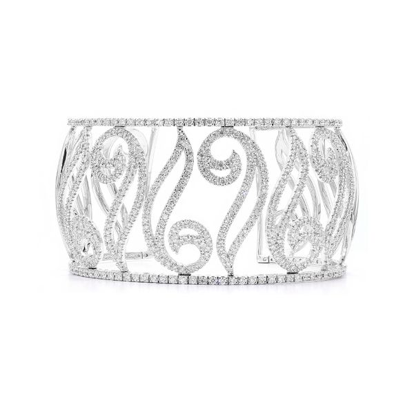 14K White Gold 4.87ctw Diamond Cuff Bracelet Raleigh Diamond Fine Jewelry Raleigh, NC
