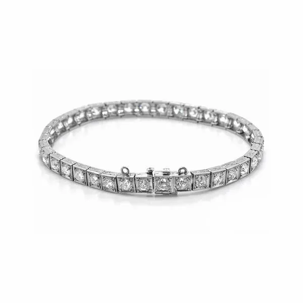 Estate Platinum 7.00ctw Diamond Vintage Tennis Bracelet Image 2 Raleigh Diamond Fine Jewelry Raleigh, NC