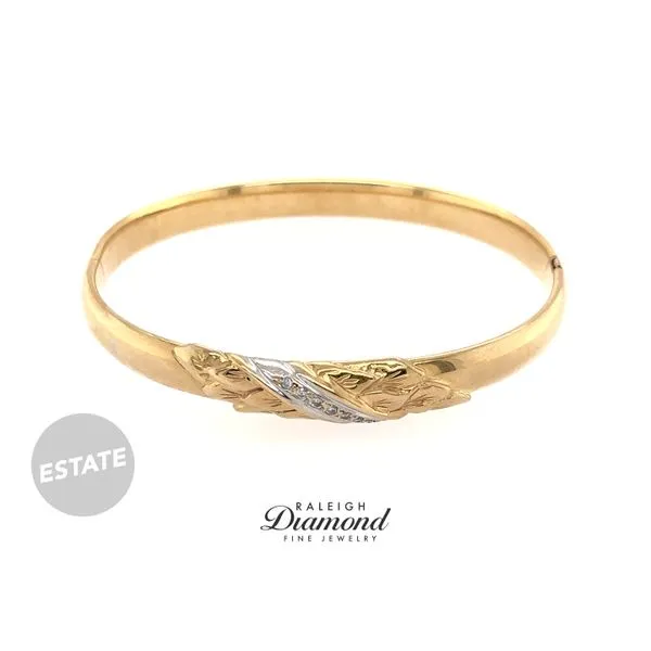 Estate 14K Yellow Gold Diamond Bangle Vintage Bracelet Raleigh Diamond Fine Jewelry Raleigh, NC