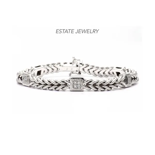 Estate 18K White Gold 0.40ctw Diamond Vintage Woven 7
