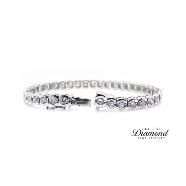 Estate 14K White Gold 5ctw Bracelet Half Bezel Diamonds Image 2 Raleigh Diamond Fine Jewelry Raleigh, NC
