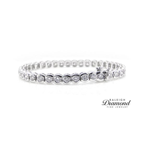 Estate 14K White Gold 5ctw Bracelet Half Bezel Diamonds Raleigh Diamond Fine Jewelry Raleigh, NC