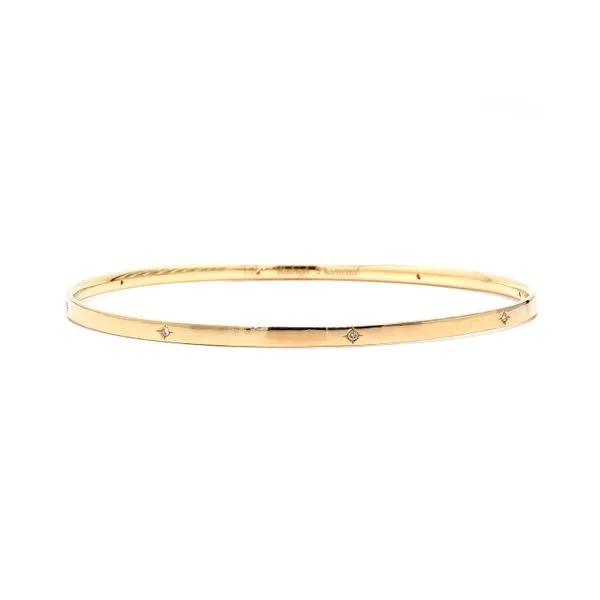 RD Handcrafted 14K Yellow Gold 0.17ctw Bangle Diamonds 68mm Diameter similar item image