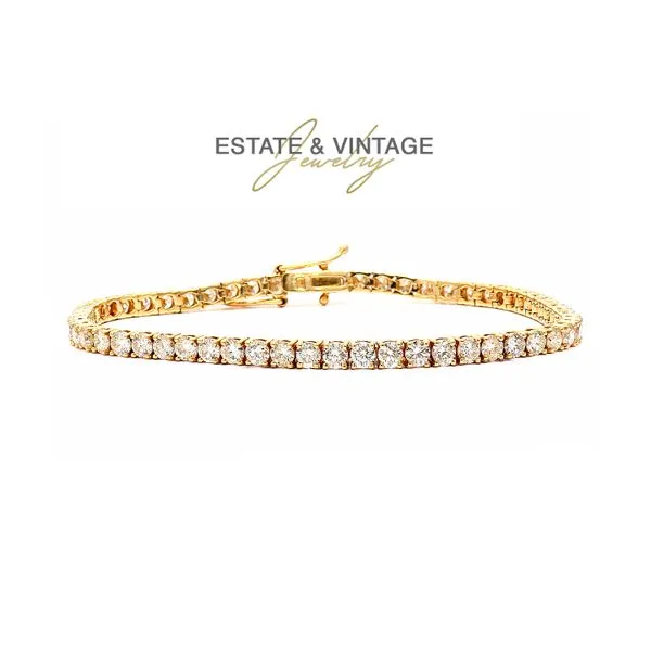 Estate 18K Yellow Gold 5.80ctw H-I-J/SI2-I1 Natural Diamonds Tennis Bracelet 7.2