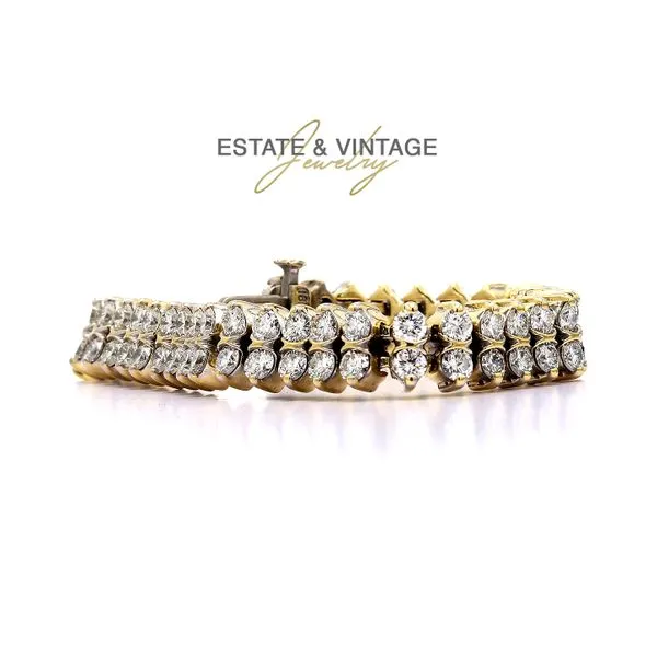 Estate 18K Yellow Gold 9.00ctw Double Row Bracelet Raleigh Diamond Fine Jewelry Raleigh, NC
