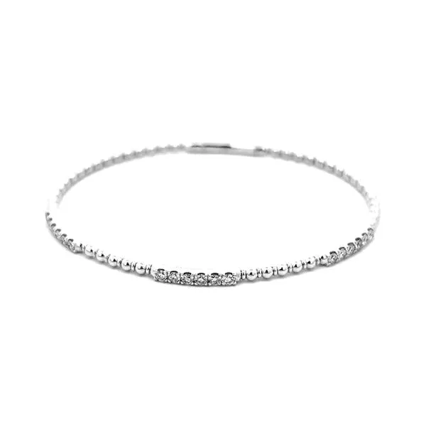 14K White Gold 0.33ctw Diamond & 0.40ctw Sapphire Bangle Bracelet Raleigh Diamond Fine Jewelry Raleigh, NC