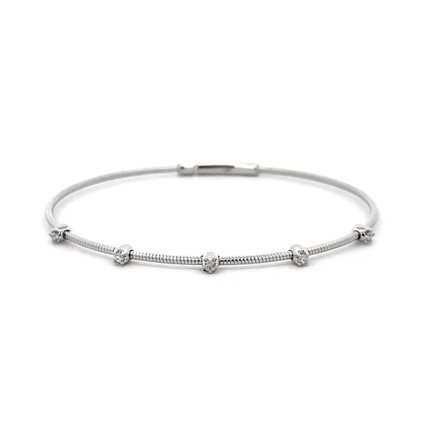 14K White Gold 0.130ctw Diamond Bangle Bracelet Raleigh Diamond Fine Jewelry Raleigh, NC