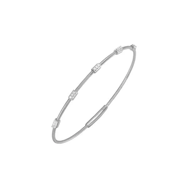 14K White Gold 0.13ctw Diamond Bangle Bracelet Raleigh Diamond Fine Jewelry Raleigh, NC