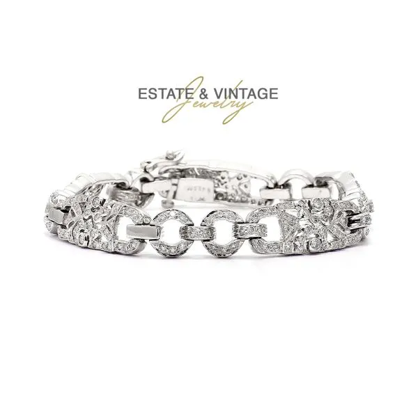 Estate 14K White Gold 2.50ctw Vintage Style Diamond Tennis Bracelet Raleigh Diamond Fine Jewelry Raleigh, NC