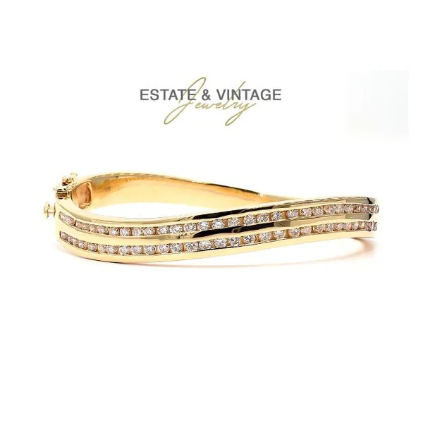 Estate 14k Yellow Gold 1.80ctw Diamond Channel Set Bangle Bracelet Raleigh Diamond Fine Jewelry Raleigh, NC