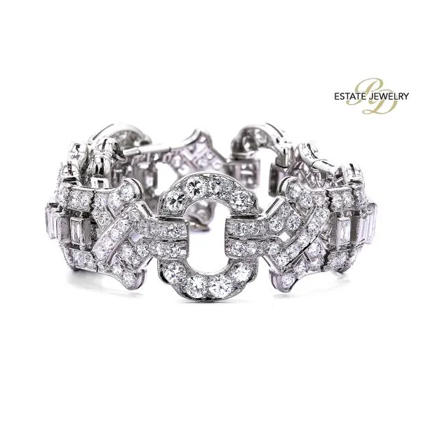 Estate Platinum 10.75ctw F-G/VS1-SI Art Deco Style Diamond Bracelet Raleigh Diamond Fine Jewelry Raleigh, NC