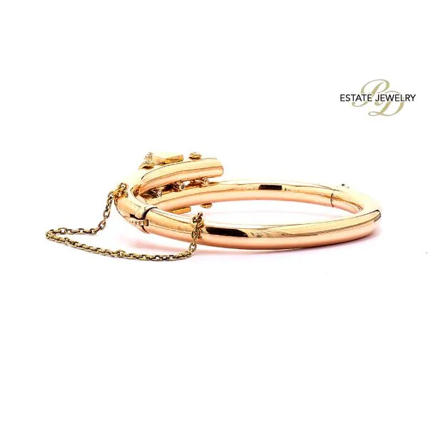 Estate 14K Rose Gold 0.40ctw Round Bangle Bracelet w/ Old Mine Cut Diamonds Image 2 Raleigh Diamond Fine Jewelry Raleigh, NC