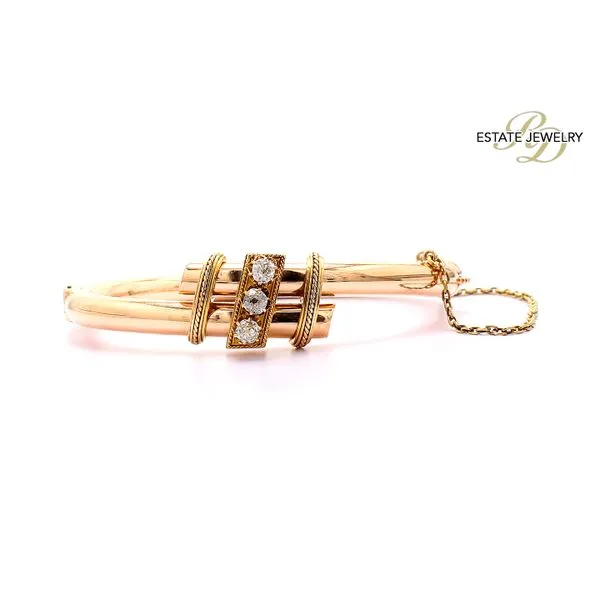 Estate 14K Rose Gold 0.40ctw Round Bangle Bracelet w/ Old Mine Cut Diamonds Raleigh Diamond Fine Jewelry Raleigh, NC