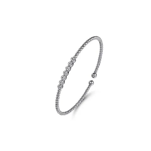 14K White Gold 0.13ctw N-C/SI+ Bujukan Bead and Cluster Diamond Flexi Bangle Bracelet Image 2 Raleigh Diamond Fine Jewelry Raleigh, NC