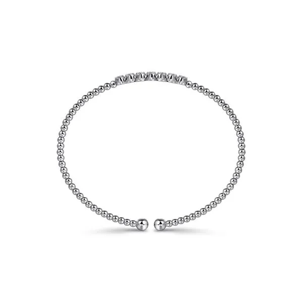 14K White Gold 0.13ctw N-C/SI+ Bujukan Bead and Cluster Diamond Flexi Bangle Bracelet Image 3 Raleigh Diamond Fine Jewelry Raleigh, NC