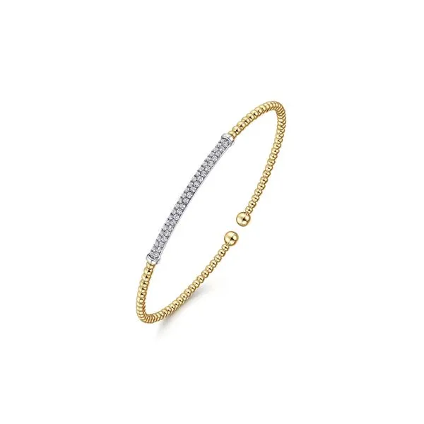 14K Yellow Gold 0.32ctw Diamond Bar Bujukan Split Bangle Flexi Bracelet Image 2 Raleigh Diamond Fine Jewelry Raleigh, NC