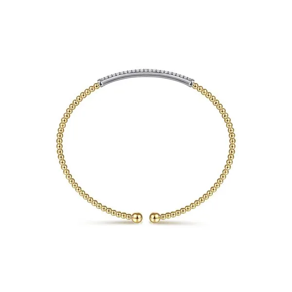 14K Yellow Gold 0.32ctw Diamond Bar Bujukan Split Bangle Flexi Bracelet Image 3 Raleigh Diamond Fine Jewelry Raleigh, NC