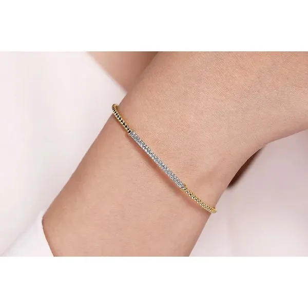 14K Yellow Gold 0.32ctw Diamond Bar Bujukan Split Bangle Flexi Bracelet Image 4 Raleigh Diamond Fine Jewelry Raleigh, NC