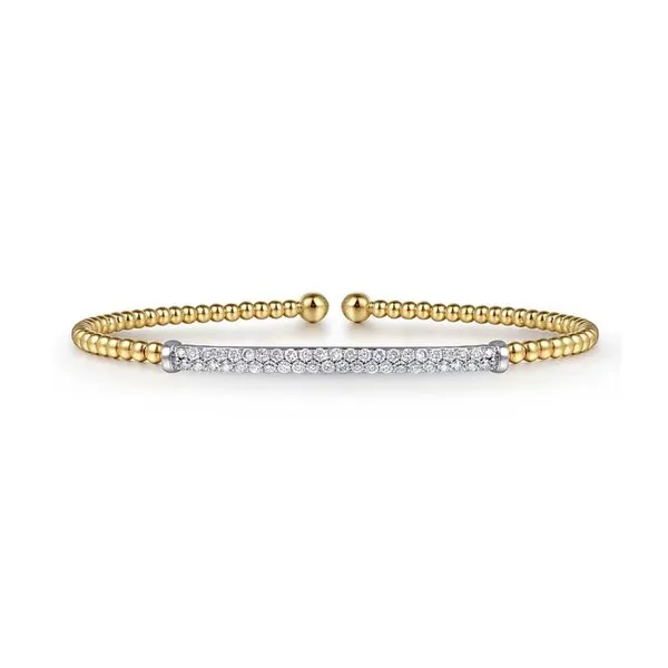 14K Yellow Gold 0.32ctw Diamond Bar Bujukan Split Bangle Flexi Bracelet Raleigh Diamond Fine Jewelry Raleigh, NC