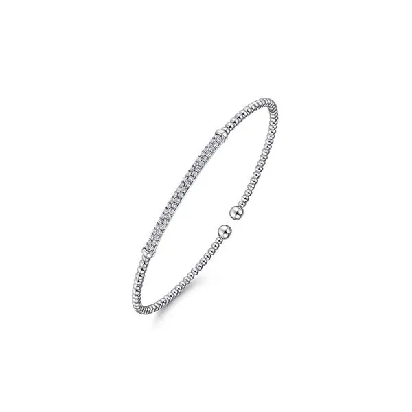 14K White Gold 0.35ctw NC/SI+ Diamond Bar Bujukan Split Bangle Flexi Bracelet Image 2 Raleigh Diamond Fine Jewelry Raleigh, NC