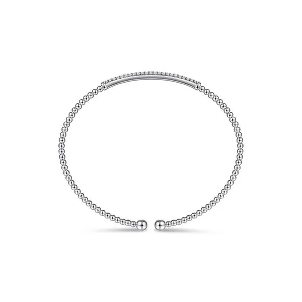 14K White Gold 0.35ctw NC/SI+ Diamond Bar Bujukan Split Bangle Flexi Bracelet Image 3 Raleigh Diamond Fine Jewelry Raleigh, NC