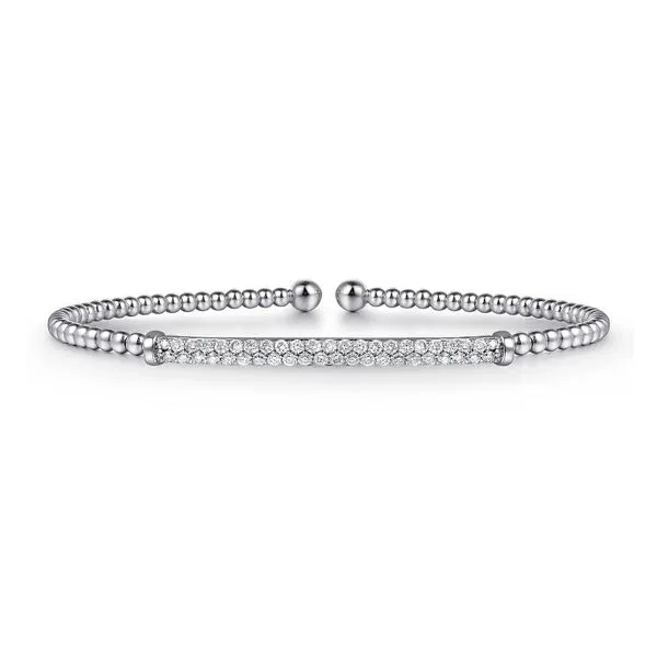 14K White Gold 0.35ctw NC/SI+ Diamond Bar Bujukan Split Bangle Flexi Bracelet Raleigh Diamond Fine Jewelry Raleigh, NC