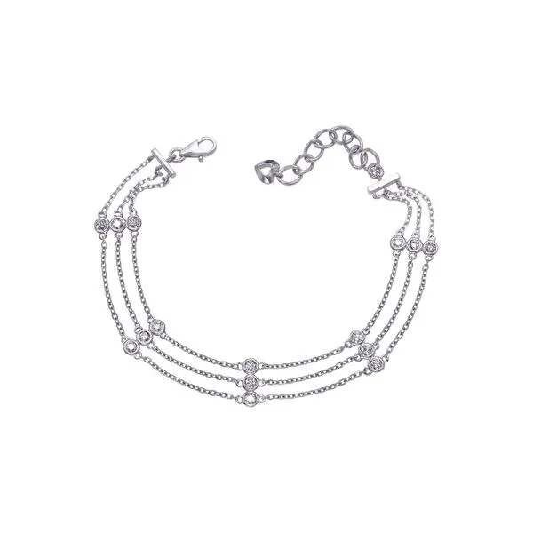14K White Gold 0.86ctw G/SI1 Diamond By The Yard 3 Chain Bracelet 6.5