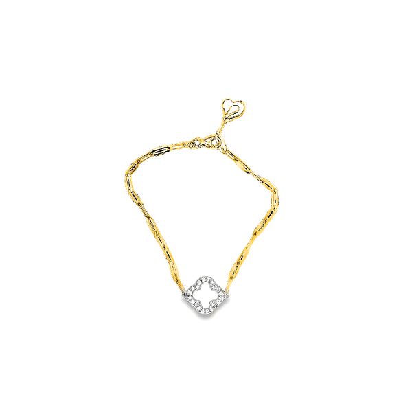 18K White & Yellow Gold 0.24ctw Diamond Clover Paperclip 7