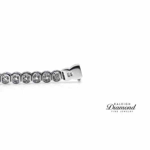 Estate 14K White Gold Bracelet Half Bezel Diamonds Image 3 Raleigh Diamond Fine Jewelry Raleigh, NC