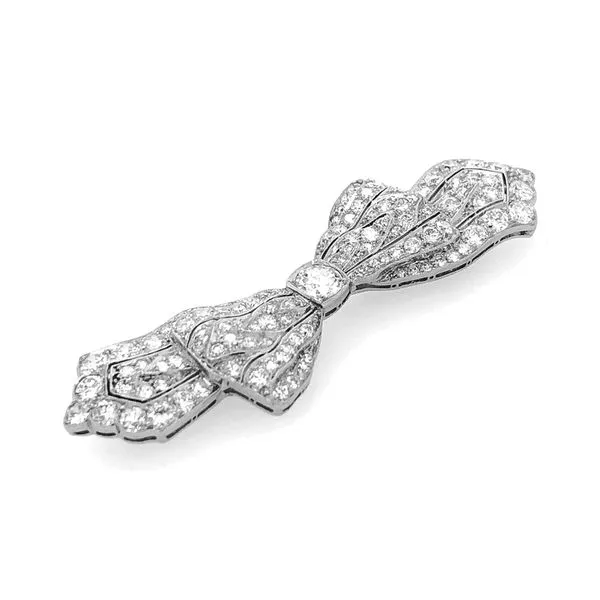 Estate Platinum Edwardian Style Antique Diamond Bow Pin Image 2 Raleigh Diamond Fine Jewelry Raleigh, NC