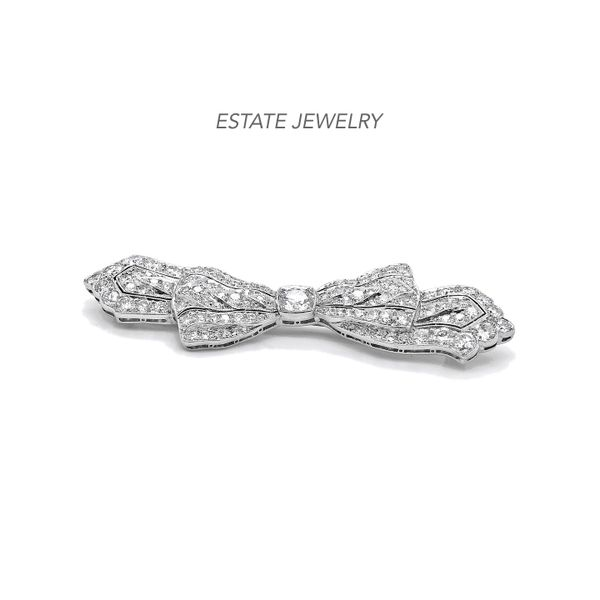 Estate Platinum Edwardian Style Antique Diamond Bow Pin Raleigh Diamond Fine Jewelry Raleigh, NC