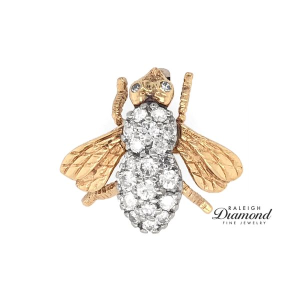 Estate 14K Two-Tone Gold Bee Brooch with Diamonds Raleigh Diamond Fine Jewelry Raleigh, NC