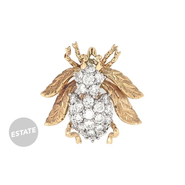Estate 14K Two-Tone Gold Bumblebee Brooch with Diamonds Raleigh Diamond Fine Jewelry Raleigh, NC