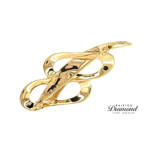 Estate 14K Yellow Gold Abstract Butterfly Brooch with Diamonds Image 2 Raleigh Diamond Fine Jewelry Raleigh, NC