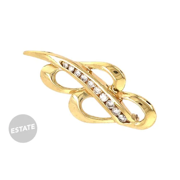 Estate 14K Yellow Gold Abstract Butterfly Brooch with Diamonds Raleigh Diamond Fine Jewelry Raleigh, NC