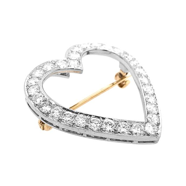 Estate Tiffany & Co. Platinum Heart Brooch with Diamonds Image 3 Raleigh Diamond Fine Jewelry Raleigh, NC