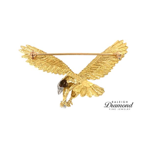 Estate 18K Two-Tone Eagle Brooch with Diamond & Ruby Image 2 Raleigh Diamond Fine Jewelry Raleigh, NC
