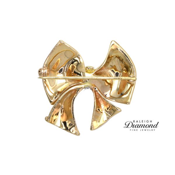 Estate 14K Yellow Gold Bow Polished with Diamond Accents Image 2 Raleigh Diamond Fine Jewelry Raleigh, NC