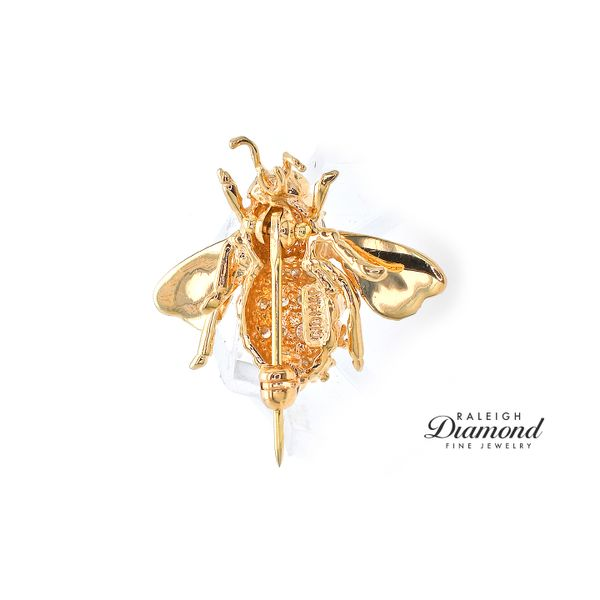 Estate 14K Yellow Gold Bumblebee Brooch with Diamonds Image 3 Raleigh Diamond Fine Jewelry Raleigh, NC