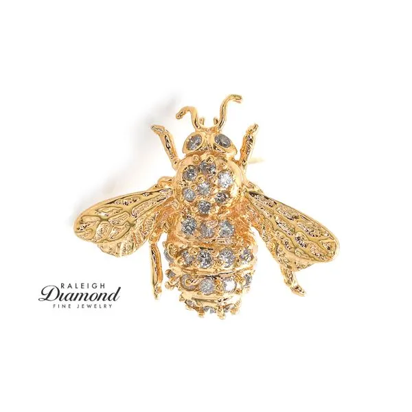 Estate 14K Yellow Gold Bumblebee Brooch with Diamonds Raleigh Diamond Fine Jewelry Raleigh, NC