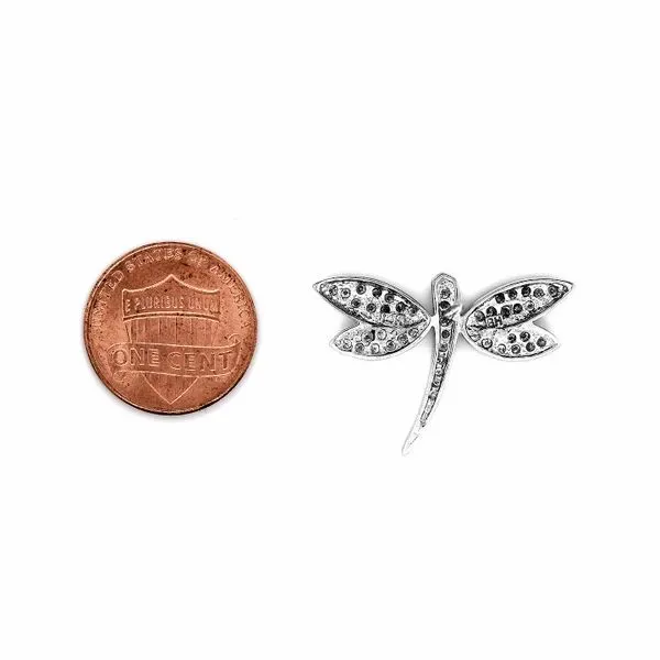 Estate 14K White Gold Dragonfly Brooch with Diamonds Image 3 Raleigh Diamond Fine Jewelry Raleigh, NC