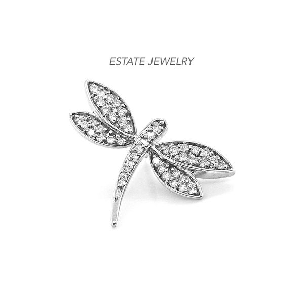 Estate 14K White Gold Dragonfly Brooch with Diamonds Raleigh Diamond Fine Jewelry Raleigh, NC