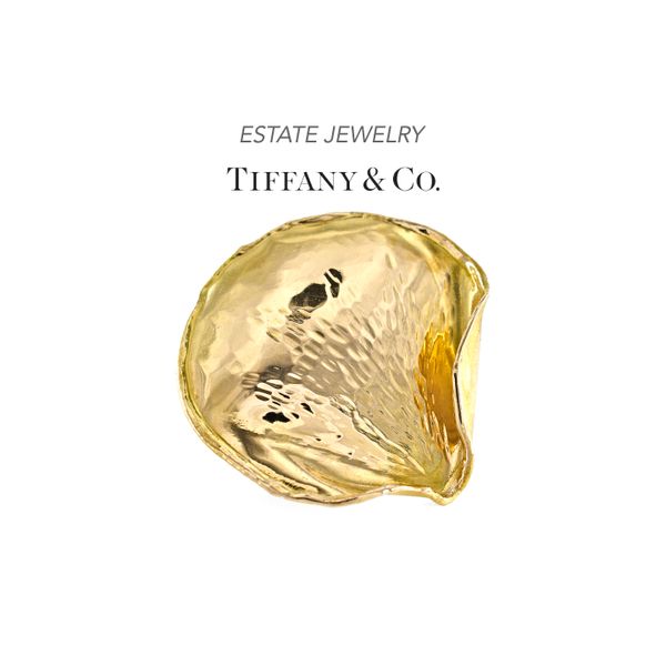 Estate Tiffany & Co. 18K Yellow Gold Round Leaf Brooch Raleigh Diamond Fine Jewelry Raleigh, NC
