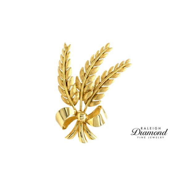 Estate Tiffany & Co. 18K Yellow Gold Wheat Bow Brooch Raleigh Diamond Fine Jewelry Raleigh, NC