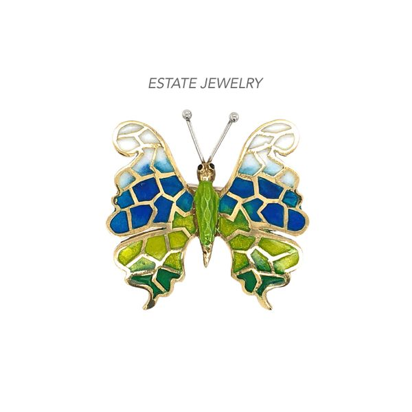 Estate 14K Yellow Gold and Enamel Butterfly Brooch Raleigh Diamond Fine Jewelry Raleigh, NC