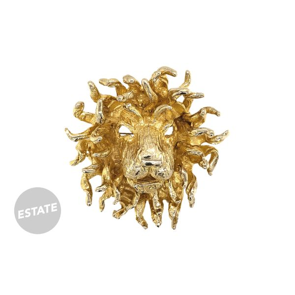 Estate 14K Yellow Gold Flowing Mane Lion Pin Pendant Raleigh Diamond Fine Jewelry Raleigh, NC